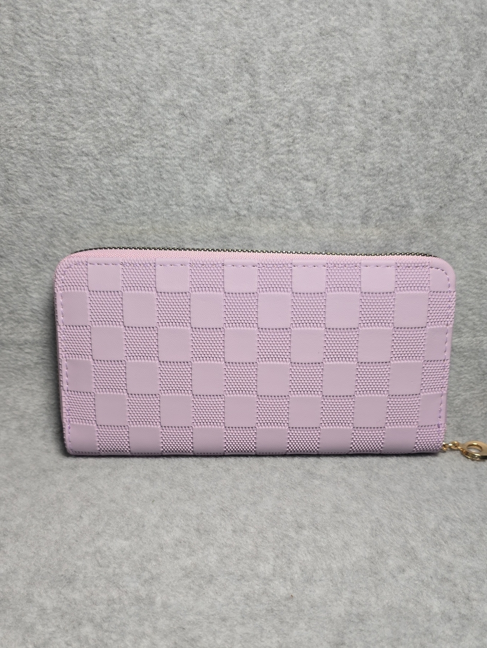 Zenana Outfitters Lavender Checkered Zip Around Wallet